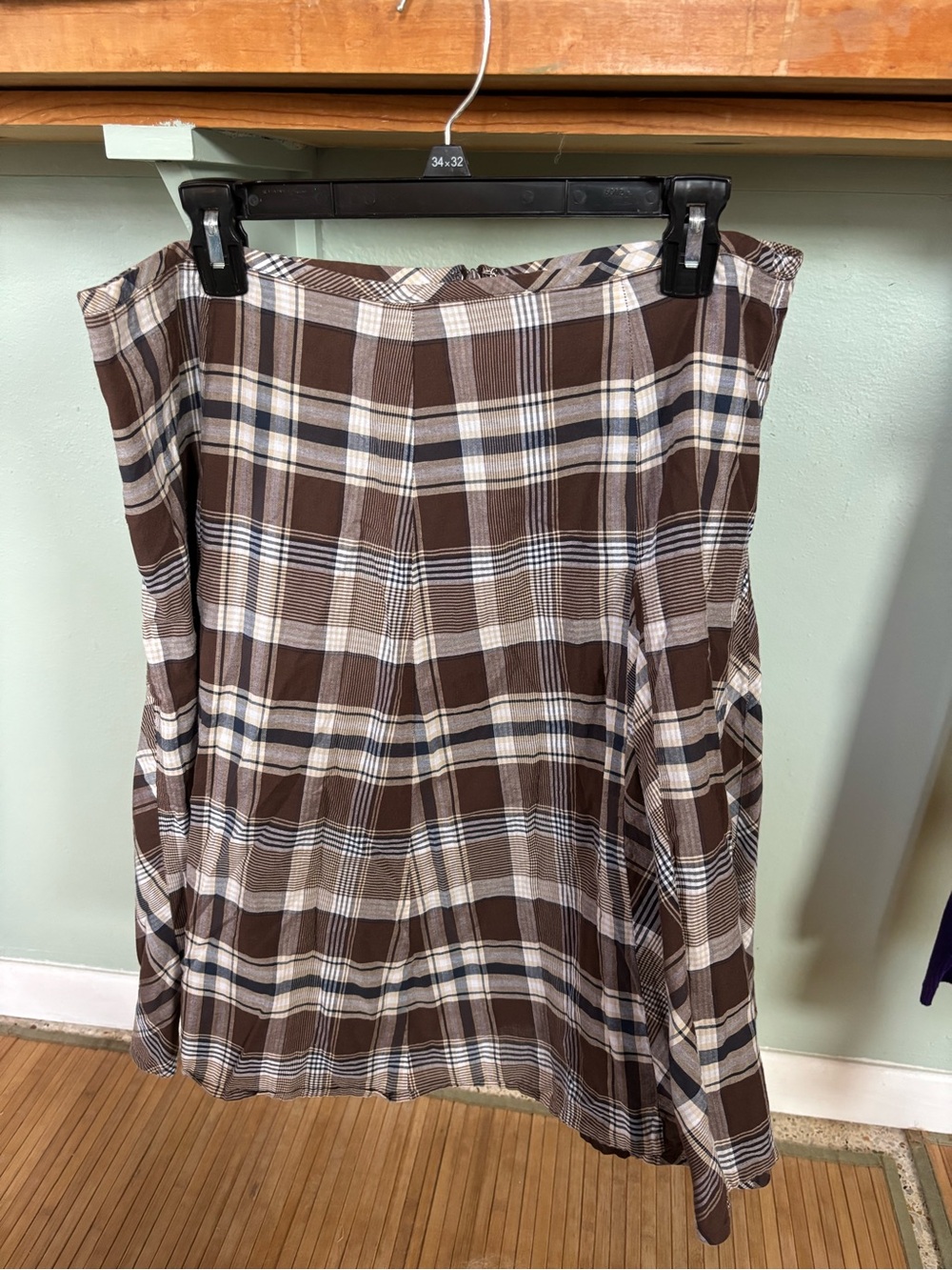 Brown Plaid lined Women's Skirt cotton size 16 Liz & company